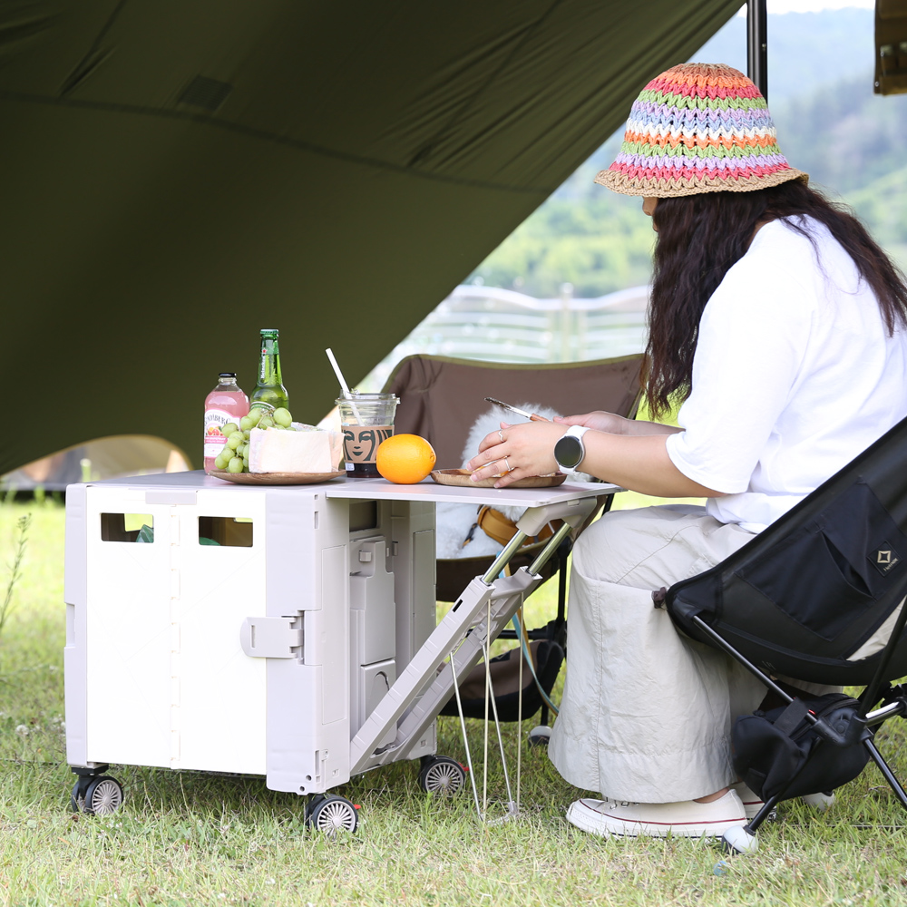 담다 바퀴달린 장바구니캐리어 폴딩 시장바구니 접이식 손수레 테이블 쇼핑카트 - 상세 이미지 5