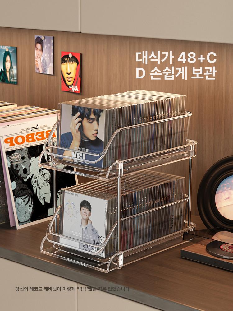 투명 CD수납장 아크릴보관함 레코드 진열선반 디스크 정리대 스탠드형 수납 - 상세 이미지 5