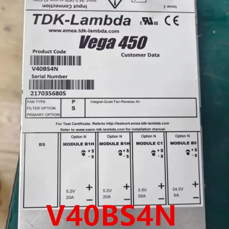 오리지널 전원공급장치 TDK-LAMBDA VEGA 450 450W V40BS4N 신