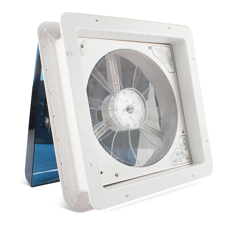 HEYRV ABS 자외선 차단 캐러밴 캠핑 RV 벤트 전기 제어 리모컨 레센서 12V 6 속도조절 14인치 CE 420mm
