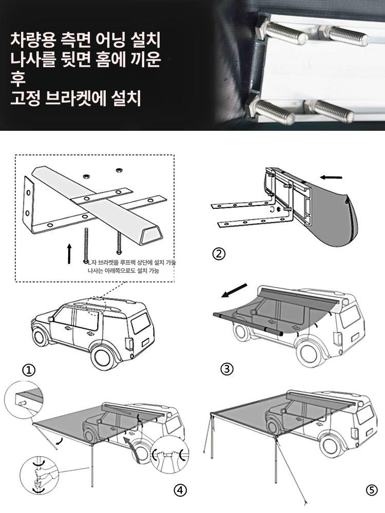 캠핑 텐트 L자형 어닝 브라켓 스텐 가로바 세로바 측면 지지대 고정봉 - 상세 이미지 3