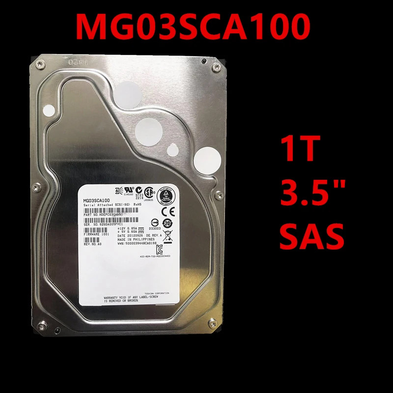 MG03SCA100 엔터프라이즈 HDD 내장 하드 Toshiba 1TB 3.5 SAS 6 Gb/s 64MB 7200RPM 새 원본