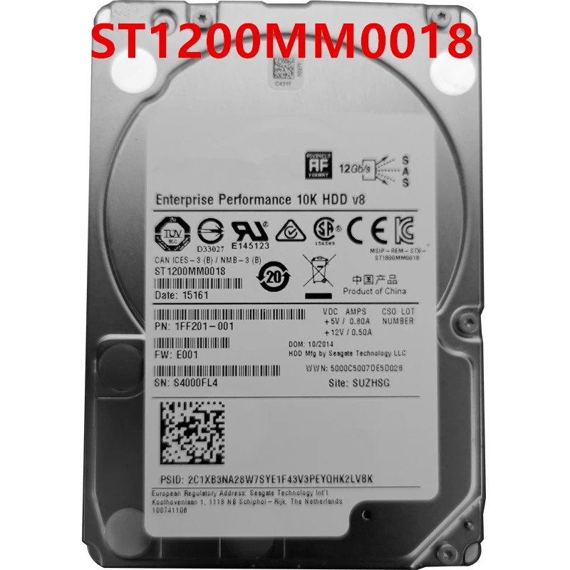 씨게이트 1.2TB SAS오리지널 HDD ST1200MM0018 내부 2.5 인치 12 Gb/s 128MB 10000RPM 신