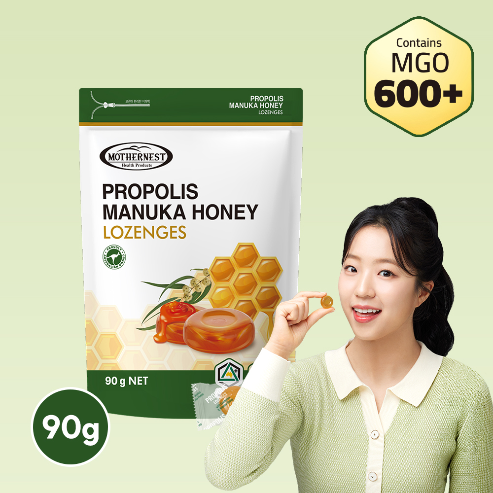 마더네스트 호주산 프로폴리스 마누카 허니 로젠지스 캔디 (MGO600+) 90g, 1개 - 상품 이미지