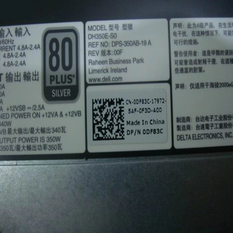 델 T320 PSU 전원공급장치 DH350E-S0 DF83C F350E-S0 8M7N4 DPS-350AB-19 A 350W 신