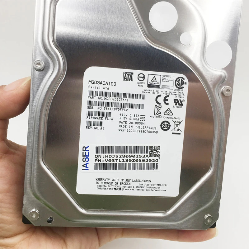 Toshiba 1TB 3.5 7.2K SATA 6 Gb/s 64MB 7200RPM 새 원본 HDD MG03ACA100 엔터프라이즈 내장 용
