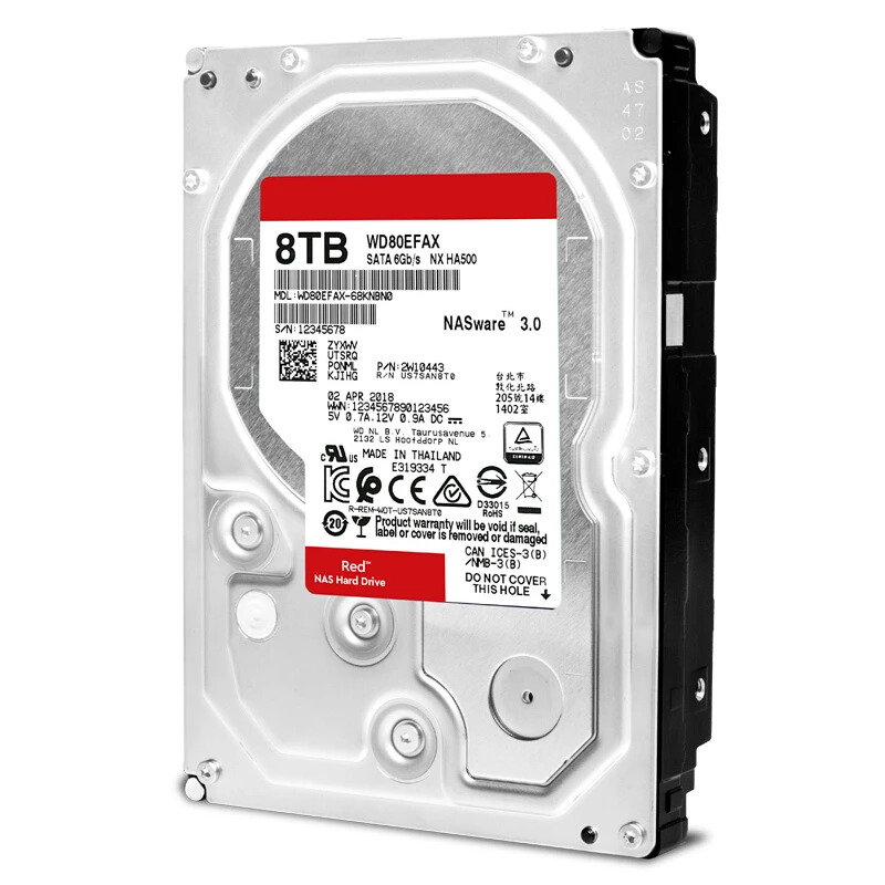 WD80EFAXNAS 하드 드라이브WD Red 8TB 3.5 SATA 6 Gb/s 256MB 5400RPM새 원본 HDD