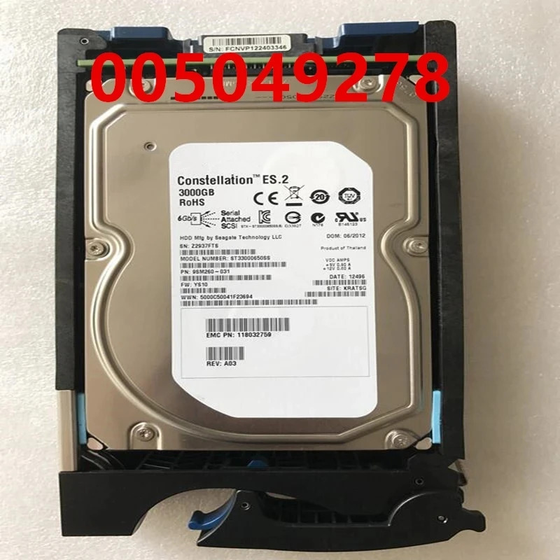 EMC VNX5600 VNX5700 VNXE3100 새 HDD 3TB 3.5 SAS 64MB 7200RPM 내부 서버 하드 005049278