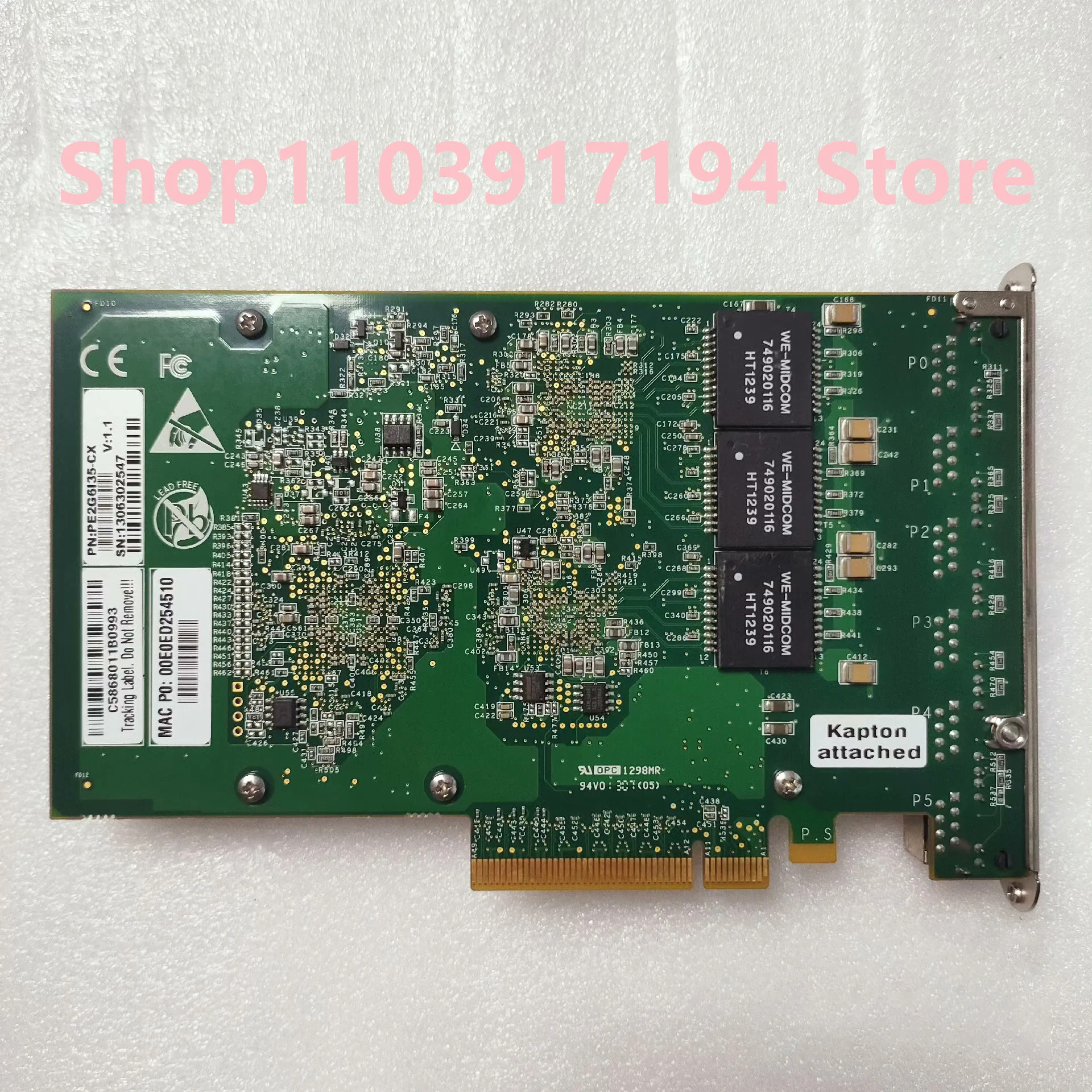 실리콘 I350am4 칩 I350-t6 PE2G6I35-CX 00E0ED254510 6 포트 기가비트 네트워크 카드