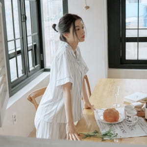 베베데코 히말라야 냉감 여름 잠옷 반팔 홈웨어 파자마 세트 무드 스트라이... 착용 후기 | 사이즈/핏 총정리 - 상품 이미지 4
