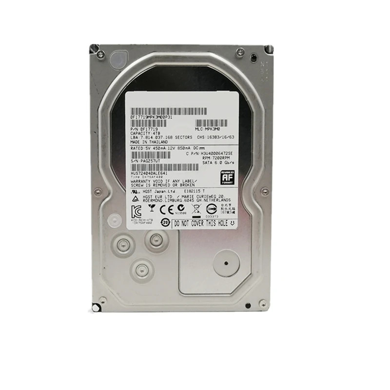 Hgst 4TB 3.5 인치 7K4 SATA 6 Gb/s 64MB 7200RPM 엔터프라이즈 HDD HUS724040ALE641 내부 신