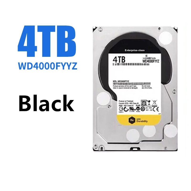 내부 하드 오리지널 HDD WD 블랙 골드 WD4000FYYZ 4TB 3.5 인치 SATA 64MB 7200RPM 신