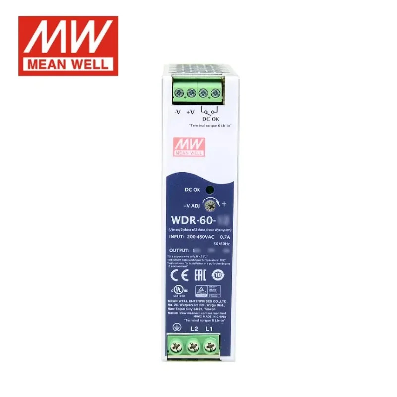 MEAN WELL WDR-60 WDR-60-5 WDR-60-12 WDR-60-24 WDR-60-48 60W 초광폭 입력 산업레일 전원공급장치