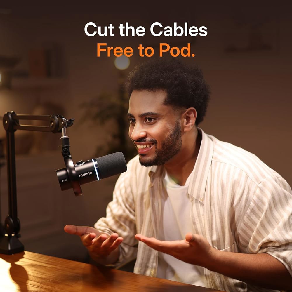 PC용 PD200W 하이브리드 무선 팟캐스트 마이크, 데스크톱 스탠드가 있는 다이내믹 XLR USB 소프트웨어, 노이즈 캔슬링, 보컬 녹음, 스트리밍, 콘텐츠 제작, 홈 스튜디오, - 상세 이미지 2