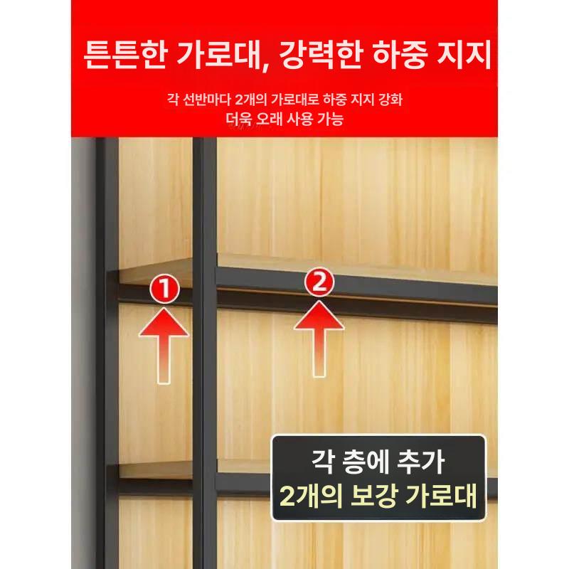 원목 나무 선반랙 디스플레이 캐비닛 철제 진열대 베란다 창고 수납장 - 상세 이미지 3