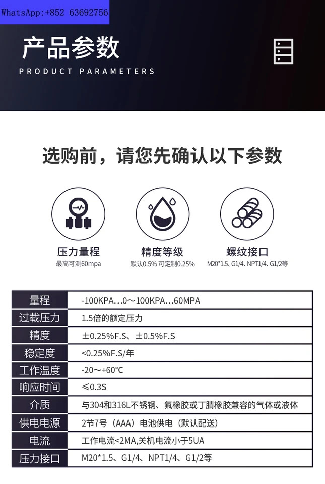 디지털 디스플레이가 전압력 게이지 고정밀 물 오일 압력 내진