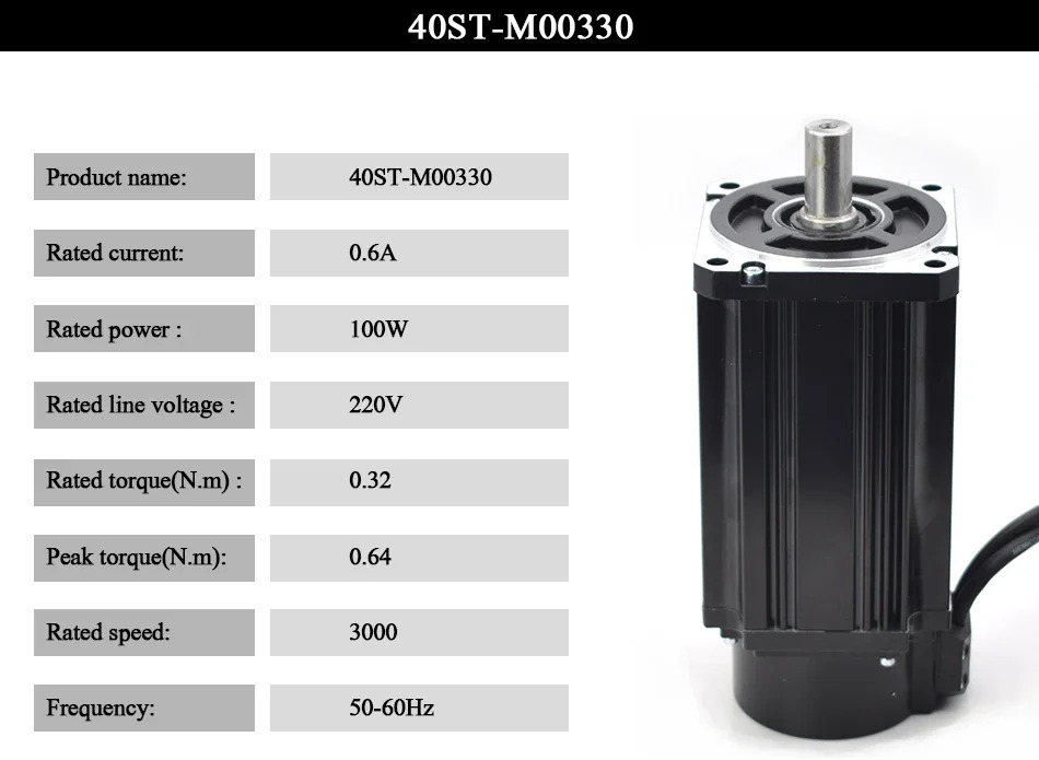 100W AC 서보모터 키트 0.32N.M 3000RPM 40ST-M00330 드라이버 AASD 10A 완전 모터