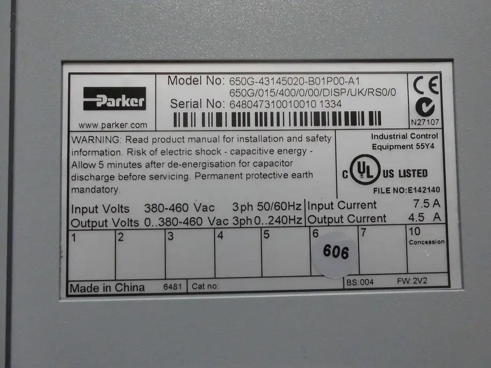 파커 인버터 650G 015 400 0 00 DISP UK RS0