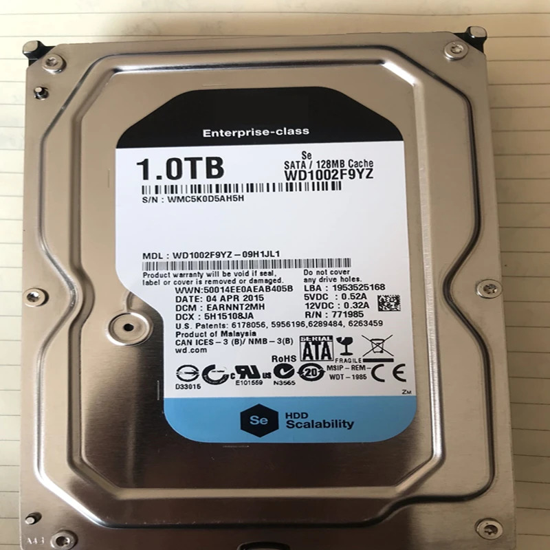 엔터프라이즈 HDD오리지널 HDD WD 블랙/골드 1TB 3.5 인치 SATA 6 Gb/s 7200RPM WD1002F9YZ 신