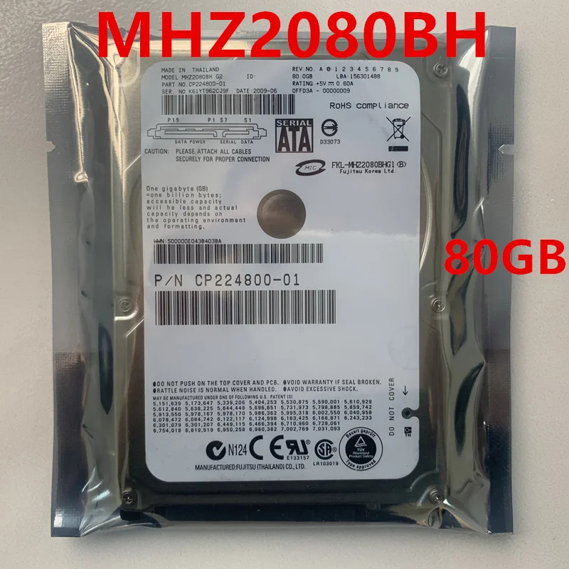 Fujitsu 80GB 2.5 SATA 8MB 5400RPM 9.5MM 새 원본 HDD MHZ2080BH 노트북 내장 하드 용
