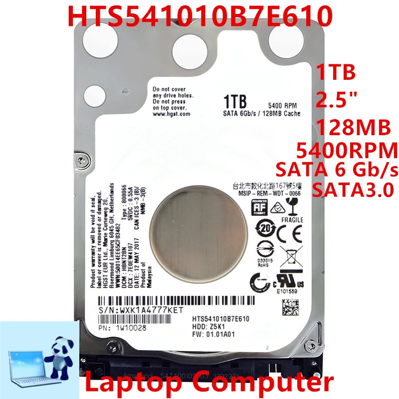Hgst 노트북내장 하드 오리지널 HDD HTS541010B7E610 1TB 2.5 인치 SATA 6 Gb/s 128MB 5400RPM 신