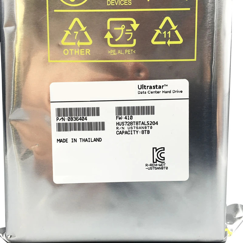 엔터프라이즈 내부 하드 오리지널 HDD WD 8TB 3.5 인치 SAS 12 Gb/s 256MB 7200RPM HUS728T8TAL5204 신
