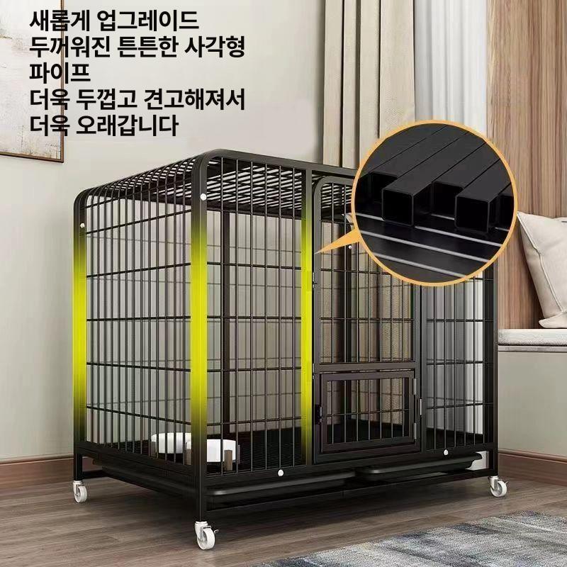 반려동물 펜스 케이지 철제 사육장 바퀴 이동식 스테인레스 강아지 집 - 상세 이미지 5