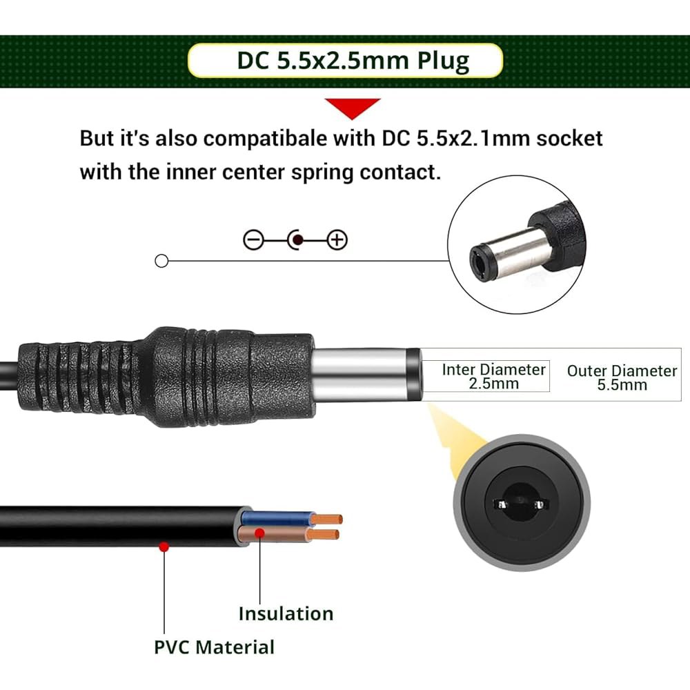 AZOR 기타 이펙트 페달 전원 공급 어댑터, 9V1A 페달용 AC DC 9V 코드 장착, 키보드 센터 네거티브 - 상세 이미지 3