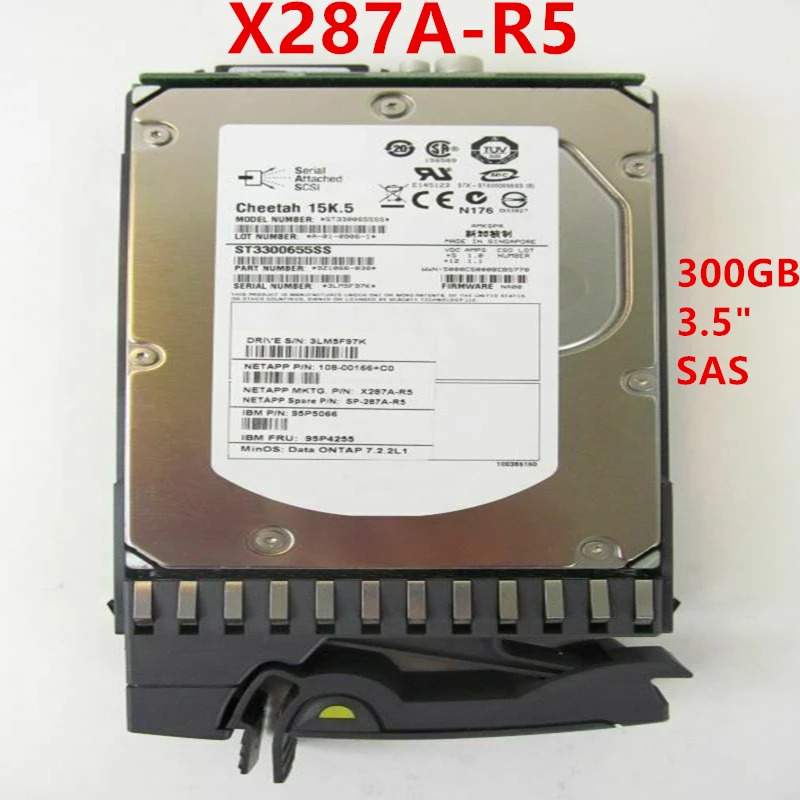 NetApp거오리지널 HDD 내부 엔터프라이즈 X287A-R5 SP-X287A-R5 300GB 3.5 인치 15K6 SAS 32MB