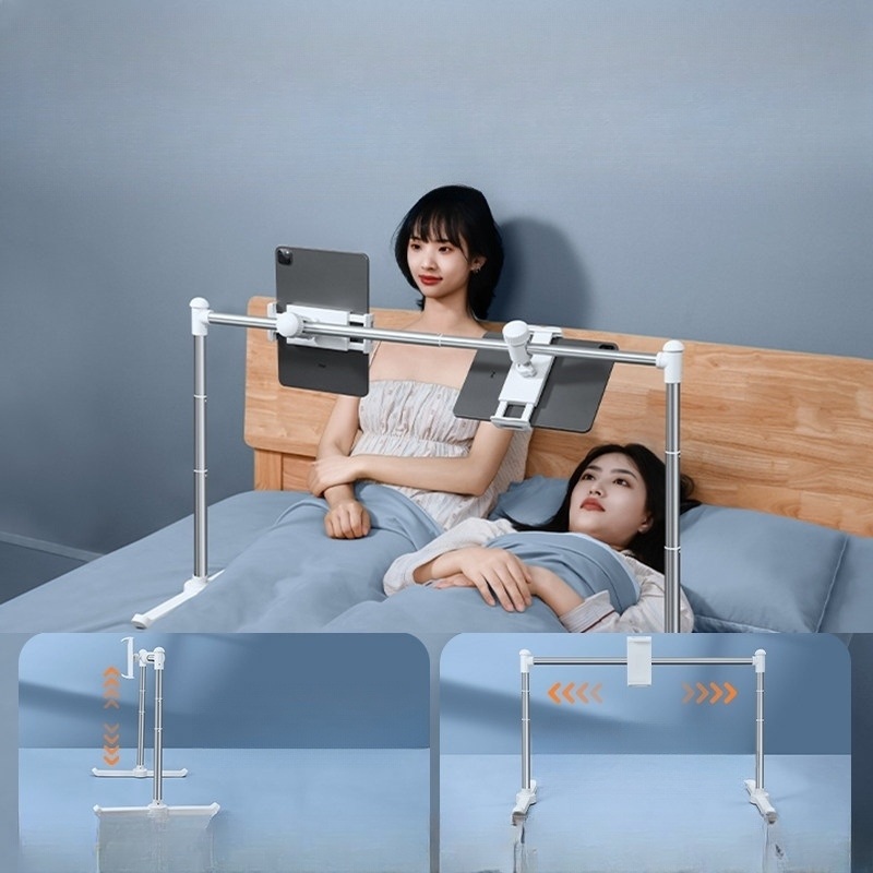 누워서 핸드폰 거치대 침대 바닥 겸용 태블릿 듀얼 홀더 높이 각도 360도 자유 조절 - 상세 이미지 2
