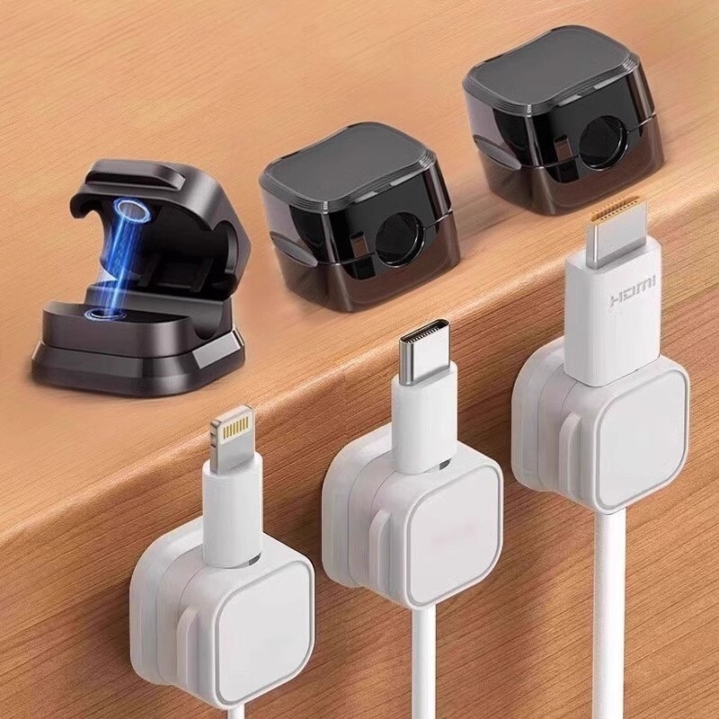 마그네틱 USB 케이블 선 정리 홀더 클립 강력 부착형 데스크탑 사무실 차량용 다용도 - 상품 이미지