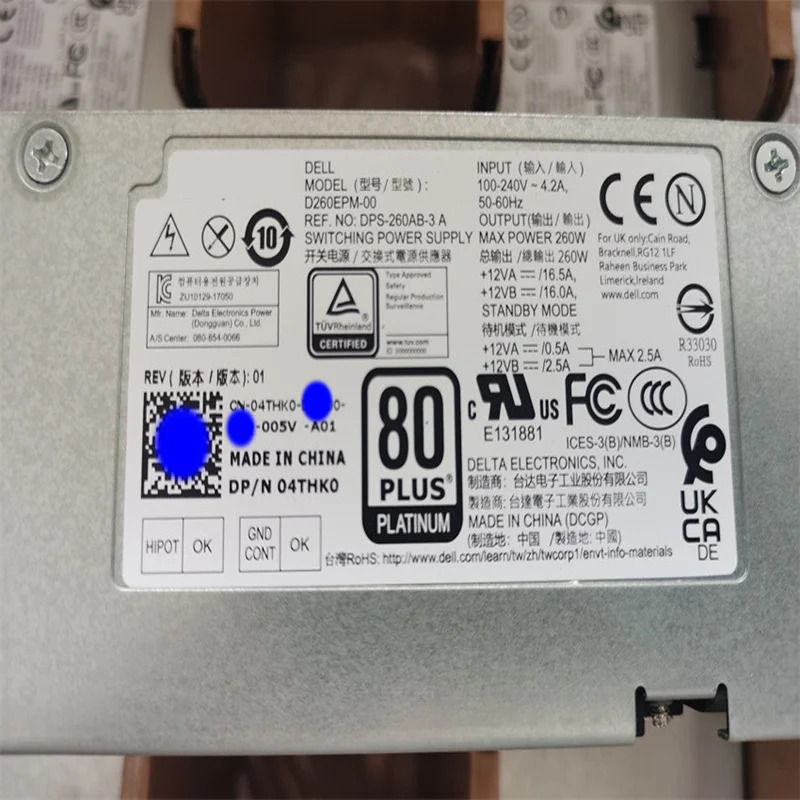 델 3050 5050 7050 7060 3991 6 핀 260W 전원공급장치 D260EPM-00 4THK0 04THK0 DPS-260AB -3 A H260AS-02 PSU 신