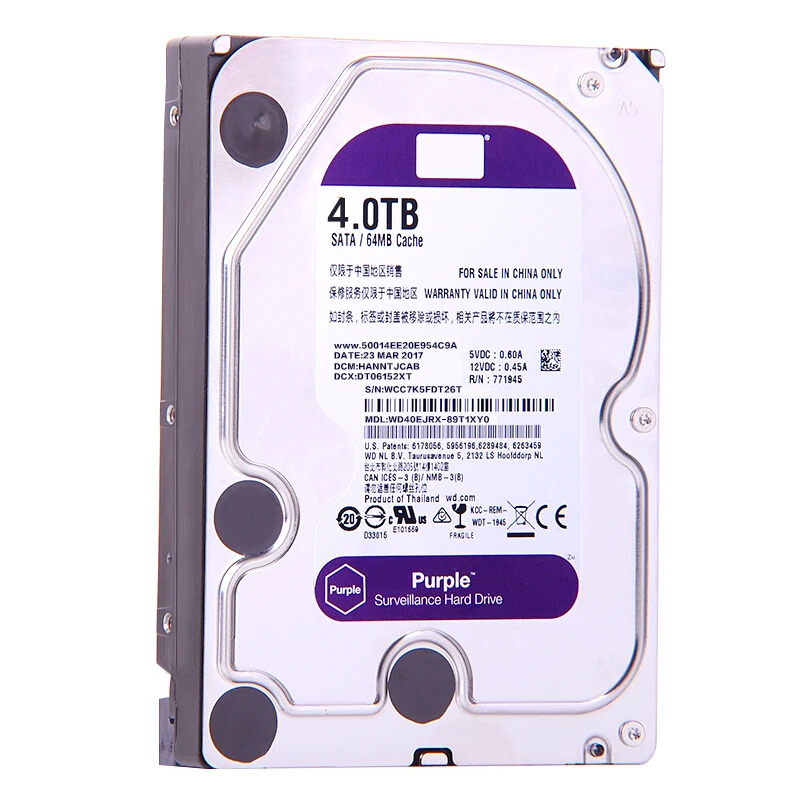 감시 하드 드라이브 WD40EJRXWD Purple 4TB 3.5 SATA 6 Gb/s 64MB 5400RPM새 원본 HDD