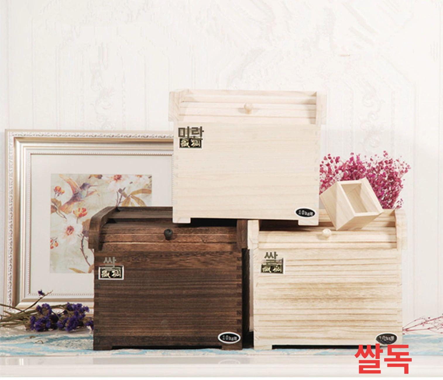 쌀통 항아리 오동나무 쌀 보관용 곡물 저장 밀폐 용기 - 상세 이미지 2