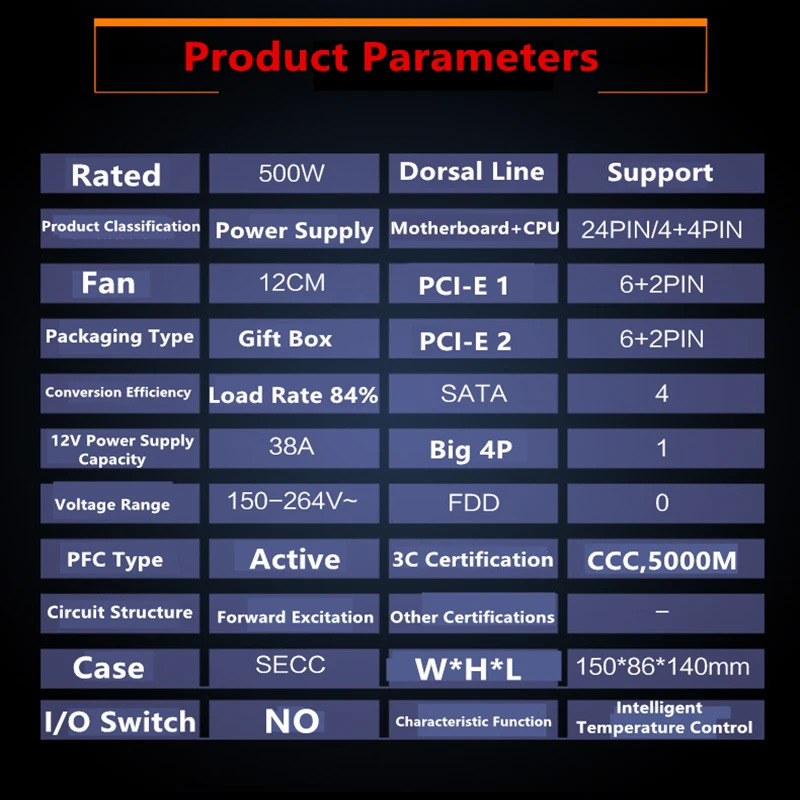 헌트키 듀얼 코어 멀티코어 CPUPSU 안정적저소음 백라지지대 500W 전원공급장치 GS600 PRO HK600-12FP
