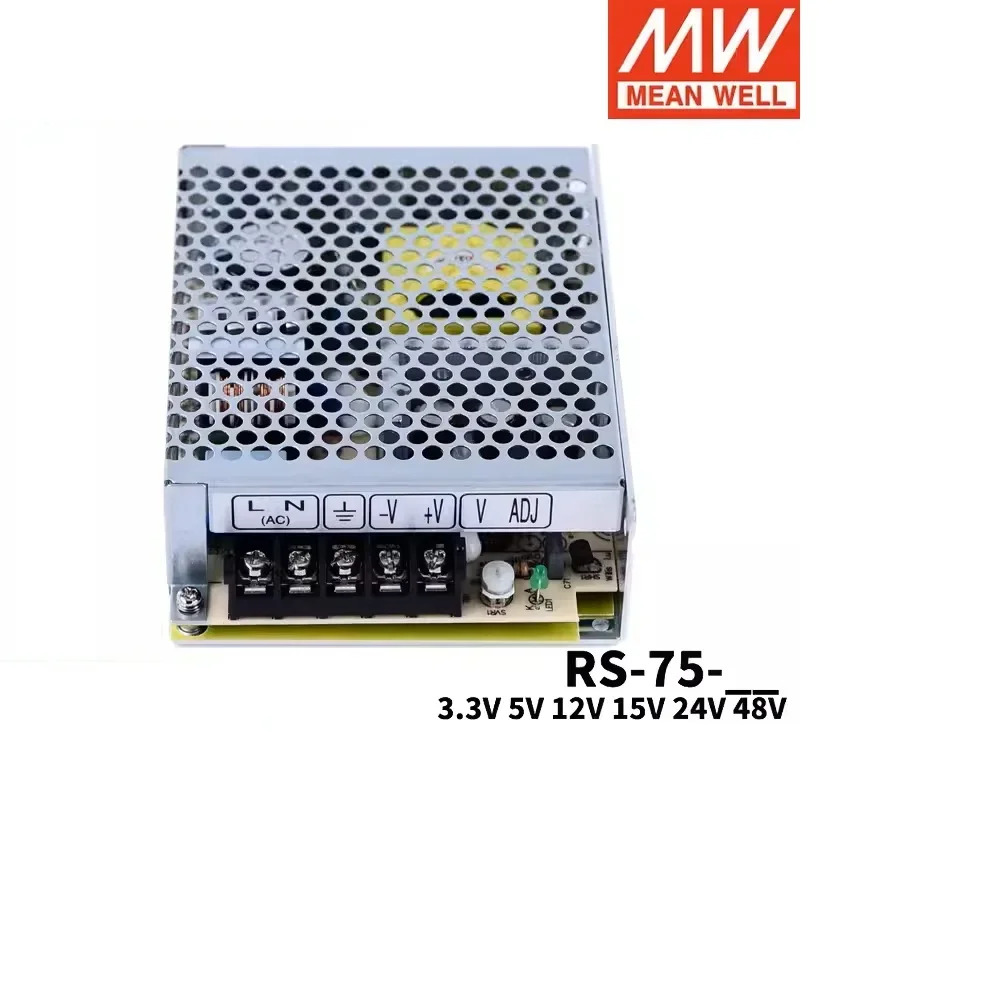 MEAN WELL RS-75 스위칭 전원공급장치 75W 단일 출력 DC 3.3V 5V 12V 15V 24V 48V Mean Well MW