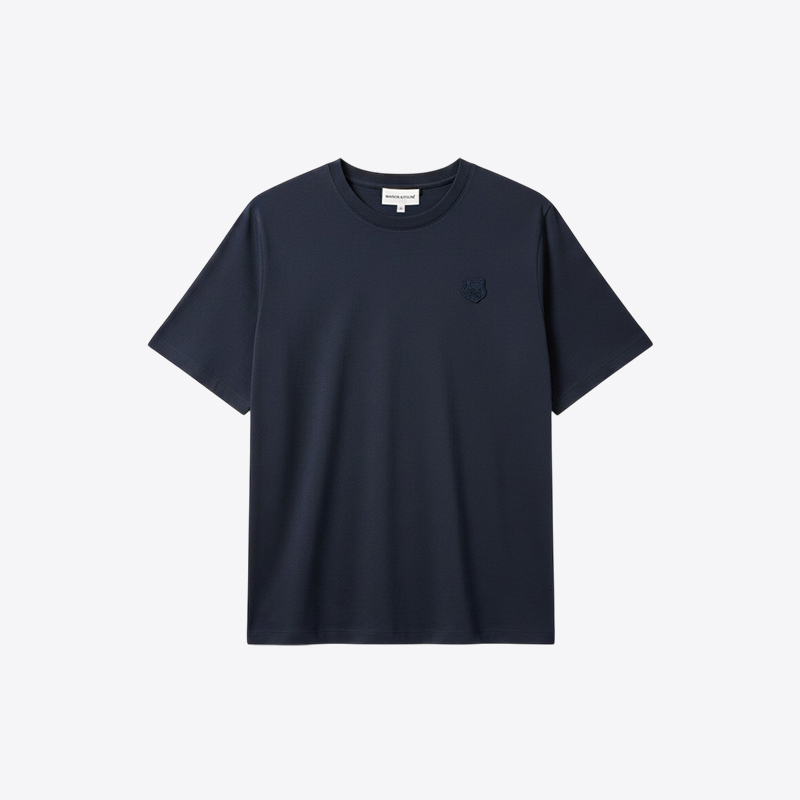 메종키츠네 여성 볼드 폭스 헤드 패치 컴포트 반팔 티셔츠 잉크블루 MW00127KJ0119 P476 - 상품 이미지