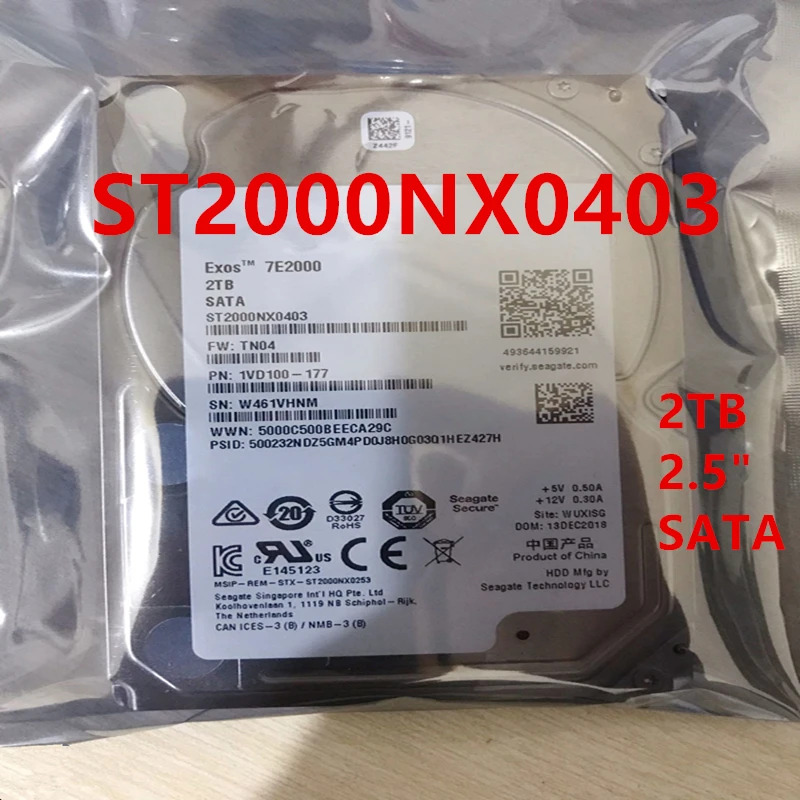 씨게이트오리지널 HDD 2TB 2.5 인치 SATA 6 Gb/s 128MB 7200RPM 엔터프라이즈 ST2000NX0403 내장 신