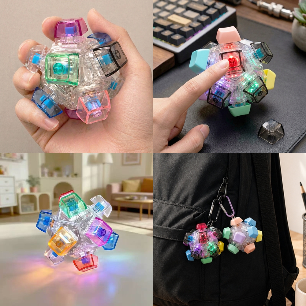 12구 led 키랩 키링 피젯 큐브 클릭커 열쇠고리 딸깍이 - 상품 이미지
