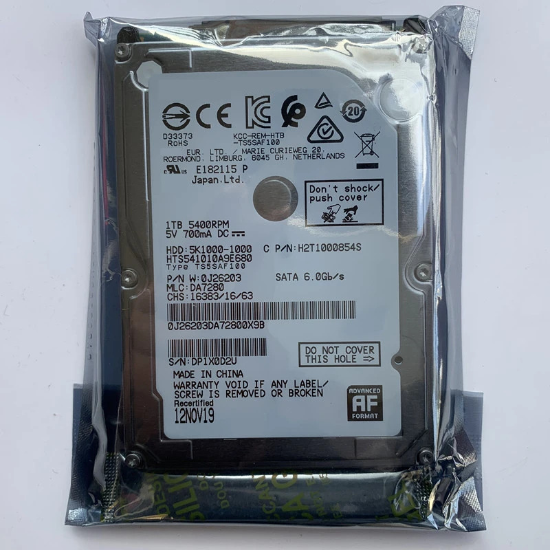 노트북 컴퓨터내부 하드 Hgst 1TB 2.5 SATA 6 Gb/s 8MB 5400RPM새 원본 HDD HTSHDD 541010 A9E680