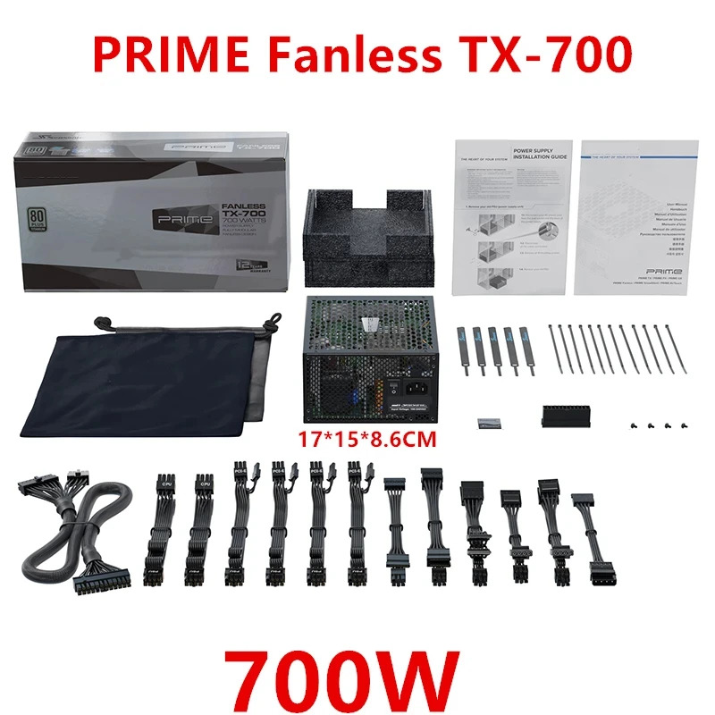 냉각팬 없는 계절 제로 노이즈오리지널 PSU 전원공급장치 프라임 팬리스 TX-600 SSR-600TL TX-700 SSR-700TL 600W 700W