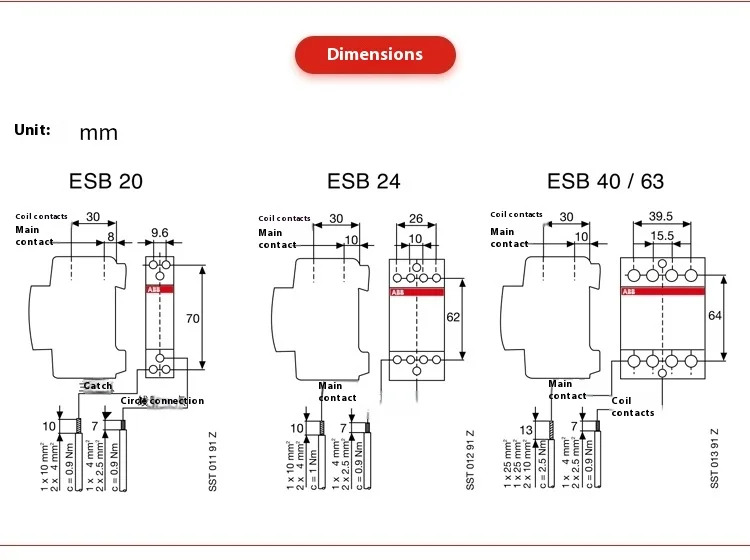 ABB 접촉기 ESB 시리즈 ESB20 ESB25 ESB40 ESB100 ESB20-20N ESB25-20N ESB40-20N ESB63-20N ESB100-20N ESB25-4