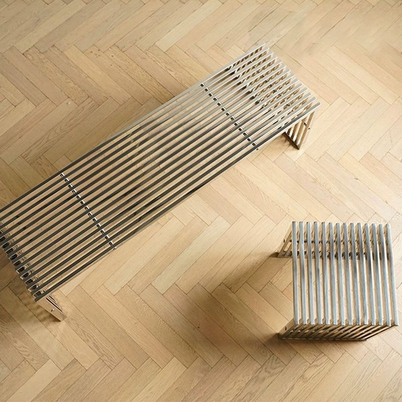 스테인레스 벤치의자 스텐 대기 인테리어 긴의자 테라스 긴 벤치 W120xD40x42cm - 상세 이미지 3