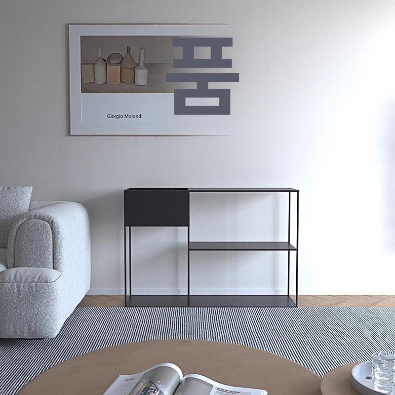 폭좁은 선반 슬림 미니 책장 수납 복도 현관 거실 밀키화이트 100x30x82CM - 상세 이미지 3