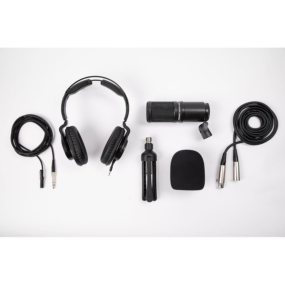 Zoom ZDM-1 팟캐스트 마이크 팩에는 다이내믹 마이크, 고품질 헤드폰, 삼각대, 윈드스크린, XLR 케이블이 포함되어 있습니다 - 상세 이미지 2