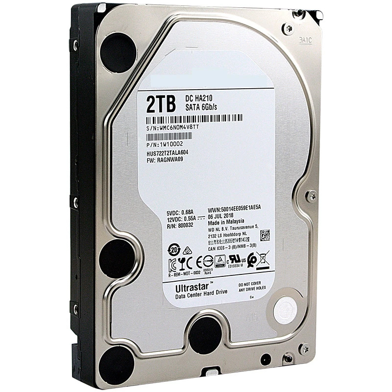 엔터프라이즈 레벨 HDD HUS722T2TALA604내부 하드 WD 2TB 3.5 SATA 6 Gb/s 128MB 7200RPM새 원본