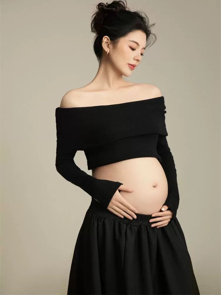 투피스 쉬폰 셀프만삭드레스 임산부 여름 촬영 심플 셀프웨딩 튜브탑 임부복 오프숄더 - 상세 이미지 5
