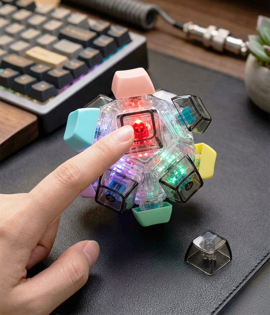 12구 led 키랩 키링 피젯 큐브 클릭커 열쇠고리 딸깍이 이미지 6