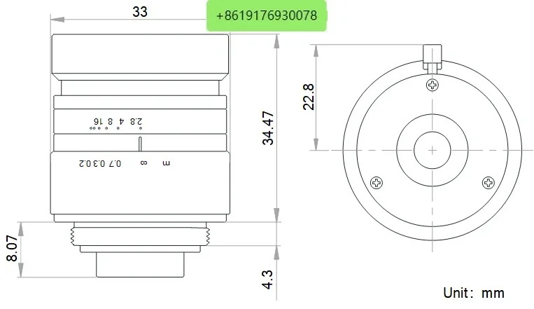 MVL-HF0828M-6MPE 600만 화소 고정 초점 8mm 1/1.8인치 산업렌즈