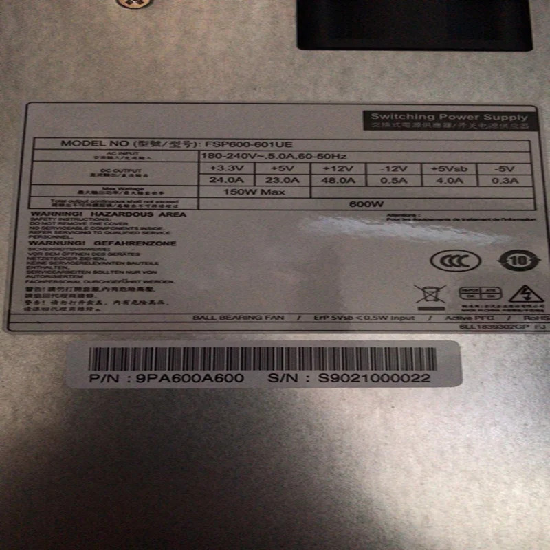 FSP 1U PSU 600W 전원공급장치 FSP600-601UE FSP600-801UE 신